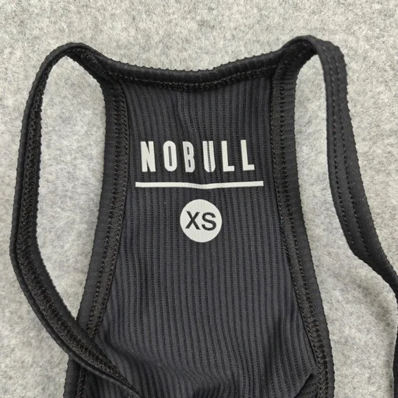 NOBULL Sports Bra Womens XS Black Longline Ribbed Racerback Crop Top USA - Picture 2 of 8